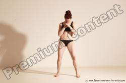 Underwear Martial art Woman White Moving poses Slim medium brown Dynamic poses Academic